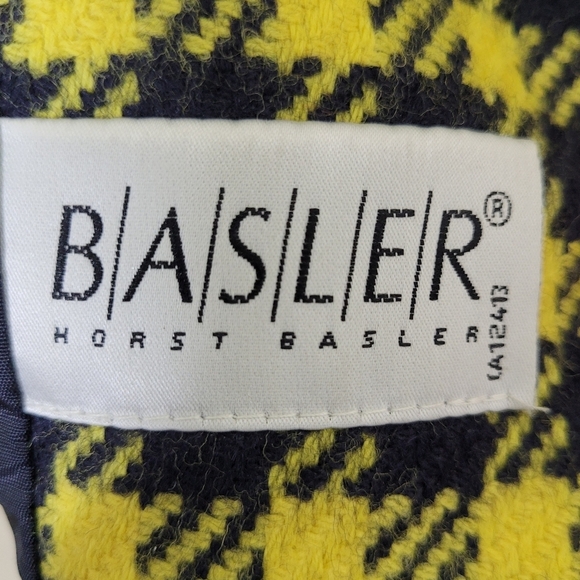 Basler 100% Wool Longline Blazer Classic Yellow & Navy Blue Preppy Size 10 - Picture 6 of 10